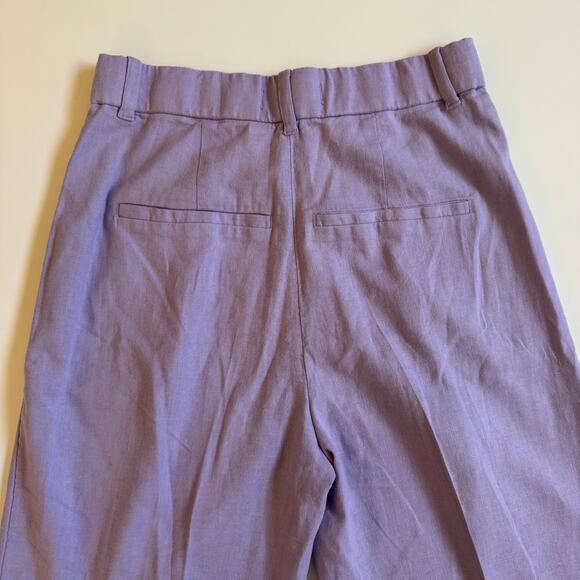 Abercrombie & Fitch Linen Blend Lilac Size Small EUC High Waist Pleated Wide Leg - Picture 12 of 12